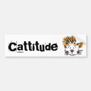 おもしろいな猫の漫画のCattitudeのバンパーステッカーとして バンパーステッカー