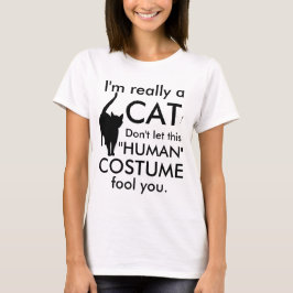 おもしろいな猫の衣裳、ハロウィンの女性 Tシャツ