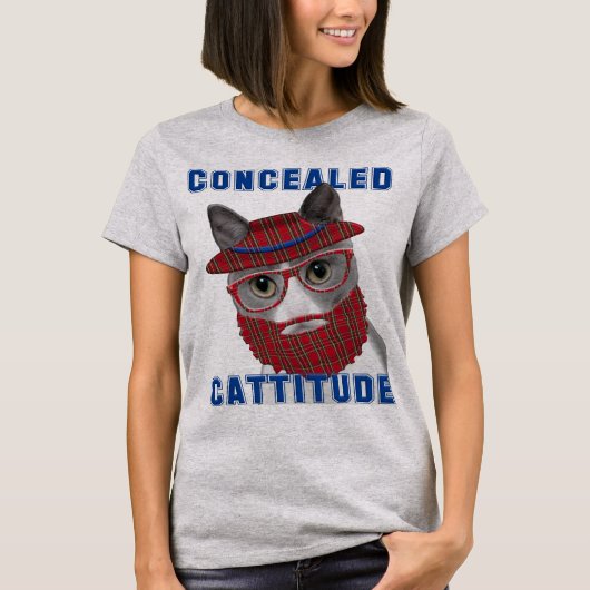 おもしろいな猫ミームによって隠されるCattitude Tシャツ (正面)