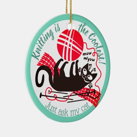 おもしろいな猫ヤーンの編み物のかぎ針編みのクリスマスのオーナメント セラミックオーナメント (右)
