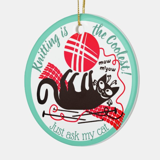 おもしろいな猫ヤーンの編み物のかぎ針編みのクリスマスのオーナメント セラミックオーナメント (左)
