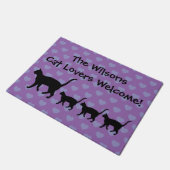 おもしろいな猫好きのラベンダー及びPervincaのカスタム ドアマット (アングル)