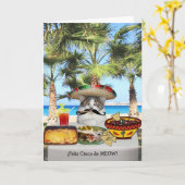 おもしろいな猫幸せなCinco deメーヨー カード (黄色い花)