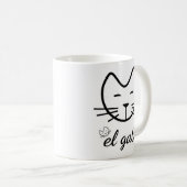 おもしろいな猫El Gatoの猫好きのギフトの白黒猫 コーヒーマグカップ (正面右)