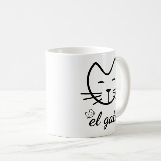 おもしろいな猫El Gatoの猫好きのギフトの白黒猫 コーヒーマグカップ (正面右)