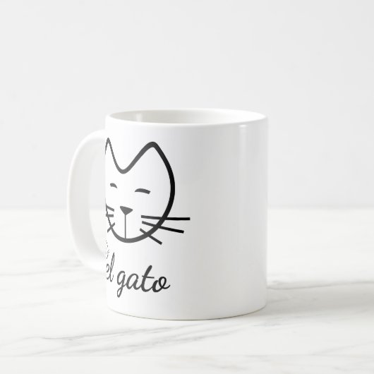 おもしろいな猫El Gatoの猫好きのギフトの白黒猫 コーヒーマグカップ (正面左)