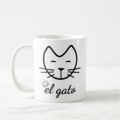 おもしろいな猫El Gatoの猫好きのギフトの白黒猫 コーヒーマグカップ (左)