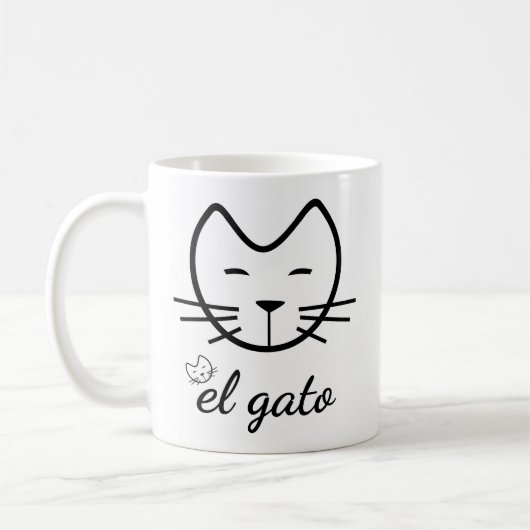 おもしろいな猫El Gatoの猫好きのギフトの白黒猫 コーヒーマグカップ (左)