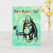 おもしろいな猿の幸せな母の日カード カード (黄色い花)