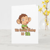 おもしろいな猿の12歳児の誕生日 カード (黄色い花)