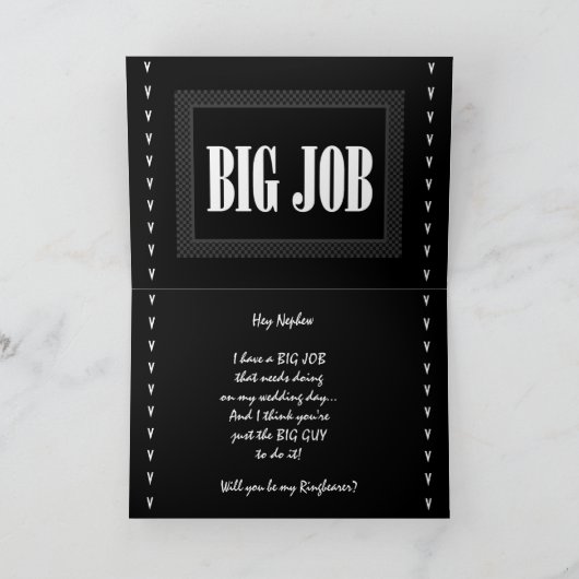 おもしろいな甥の結婚式で指輪を運んで来る人の結婚式の招待- 招待状 (内部)