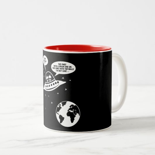 おもしろいな男女同権主義のギフト、真面目な皮肉のことわざ ツートーンマグカップ (正面右)