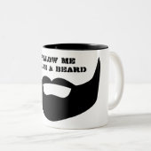 おもしろいな白黒は"後を追います私を、私持っていますひげ"を ツートーンマグカップ (正面右)