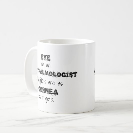 おもしろいな眼科医のしゃれのマグ コーヒーマグカップ (正面左)