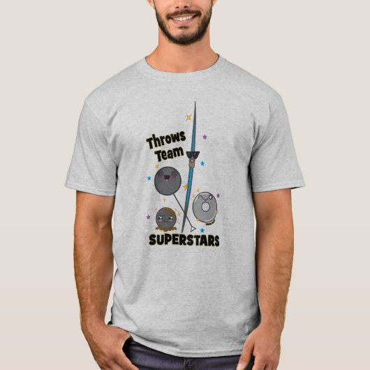 おもしろいな砲丸投げ円盤投げのハンマーの槍投げのワイシャツ Tシャツ (正面)