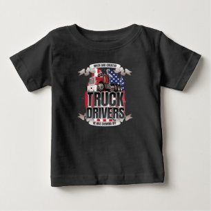 おもしろいな神はトラックの運転手の米国旗を作成しました ベビーTシャツ