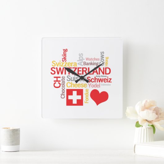 おもしろいな私のお気に入りのなスイスの事 スクエア壁時計 (ホーム)