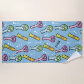 おもしろいな科学パターンカスタムなモノグラムのビーチタオル ビーチタオル (正面)