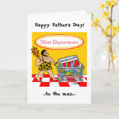 おもしろいな穴居人の漫画BBQ肉恋人の父の日 カード (黄色い花)