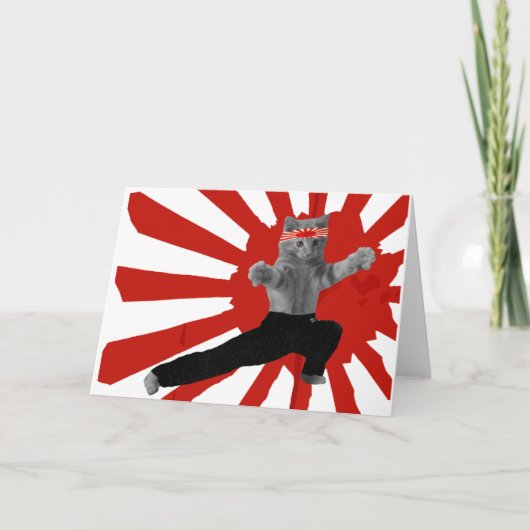 おもしろいな空手の子ネコのギフト シーズンカード (正面)