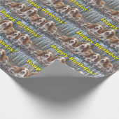 おもしろいな笑うバセットハウンドの誕生日 ラッピングペーパー (角)