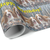 おもしろいな笑うバセットハウンドの誕生日 ラッピングペーパー (ロールコーナー)