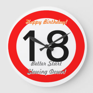 おもしろいな第18誕生日の冗談18の交通標識の制限速度 ラージ壁時計