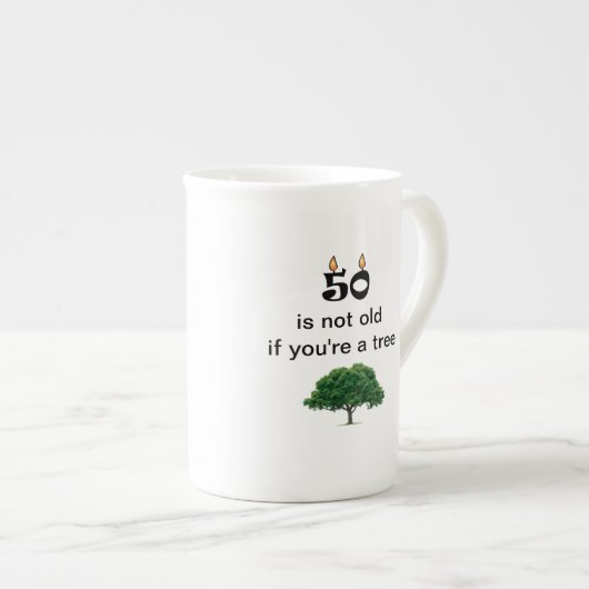 おもしろいな第50誕生日のコーヒーか茶マグ ボーンチャイナマグカップ (正面右)