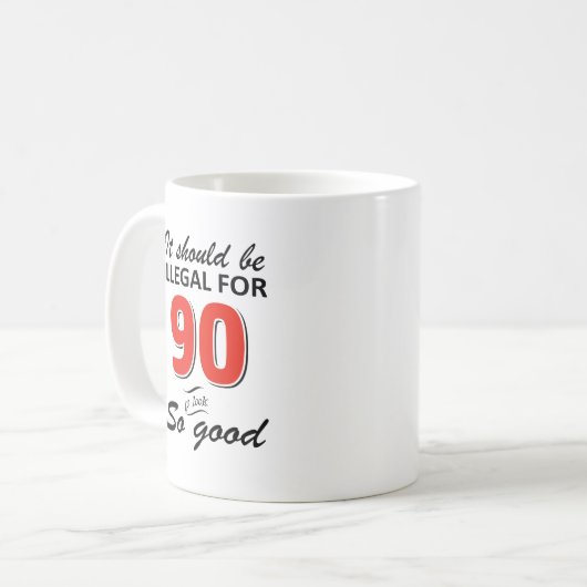 おもしろいな第90歳の誕生日のデザイン コーヒーマグカップ (正面左)