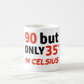 おもしろいな第90誕生日のデザイン コーヒーマグカップ (中央)