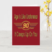 おもしろいな第90誕生日プレゼント。 年齢は下着のようです カード (黄色い花)