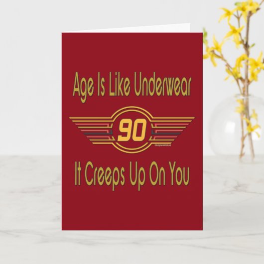 おもしろいな第90誕生日プレゼント。 年齢は下着のようです カード (黄色い花)