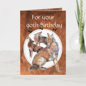 おもしろいな第90、90の誕生日の遠ぼえのコヨーテ カード (正面)
