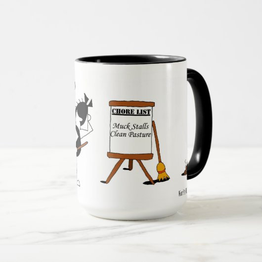 おもしろいな納屋の雑用の馬の漫画 マグカップ (正面右)