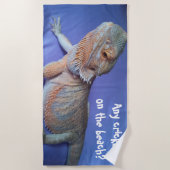 おもしろいな素晴らしい髭があるドラゴンのプリント ビーチタオル (正面)