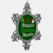 おもしろいな緑のクリスマス スノーフレークピューターオーナメント (左)