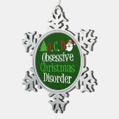 おもしろいな緑のクリスマス スノーフレークピューターオーナメント (右)