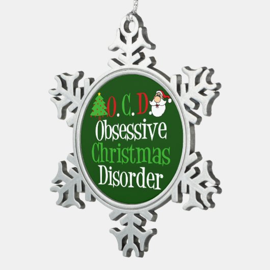 おもしろいな緑のクリスマス スノーフレークピューターオーナメント (右)