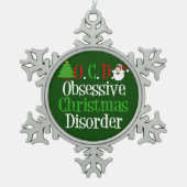 おもしろいな緑のクリスマス スノーフレークピューターオーナメント (正面)