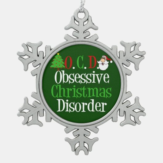 おもしろいな緑のクリスマス スノーフレークピューターオーナメント (正面)