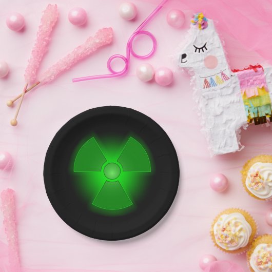 おもしろいな緑の白熱［赤熱］光を放つな放射能の記号 ペーパープレート (パーティー)