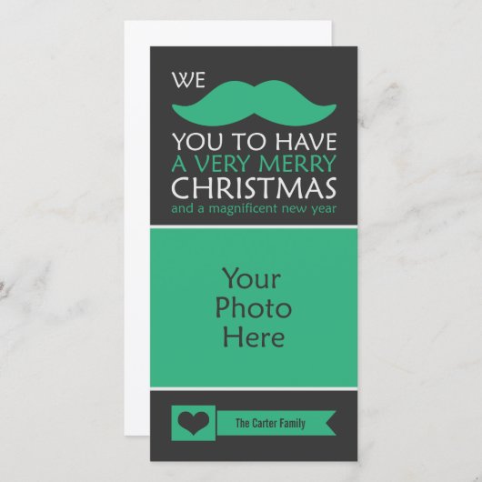 おもしろいな緑の髭のクリスマスの写真 シーズンカード (正面/裏面)