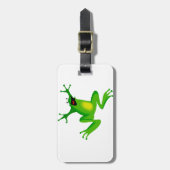 おもしろいな緑カエルの荷物のラベル ラゲッジタグ (正面縦)