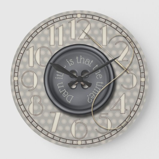 おもしろいな繕いそれ裁縫部屋 ラージ壁時計 (正面)