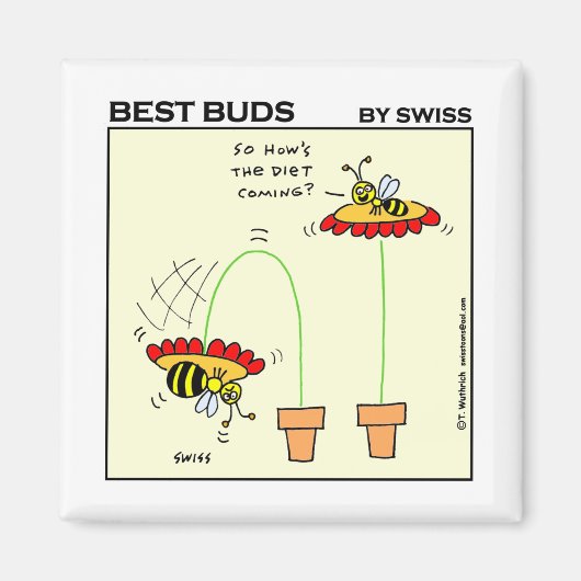 おもしろいな脂肪質の《昆虫》マルハナバチの漫画の食事療法のユーモア マグネット (正面)