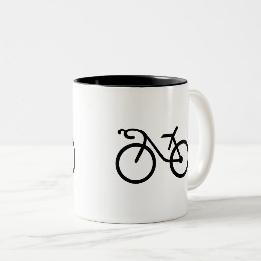 おもしろいな自転車のシルエット-サイクリストの友人のギフト ツートーンマグカップ (正面右)