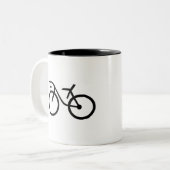おもしろいな自転車のシルエット-サイクリストの友人のギフト ツートーンマグカップ (正面左)