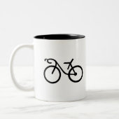 おもしろいな自転車のシルエット-サイクリストの友人のギフト ツートーンマグカップ (左)