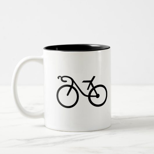おもしろいな自転車のシルエット-サイクリストの友人のギフト ツートーンマグカップ (左)