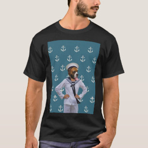 おもしろいな船員犬のキャラクター Tシャツ